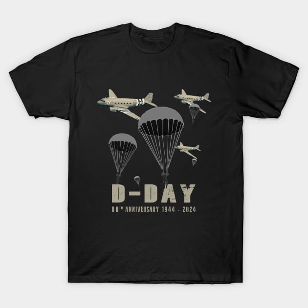 1944 D-Day 2024 80th Anniversary Normandy T-Shirt by Jose Luiz Filho